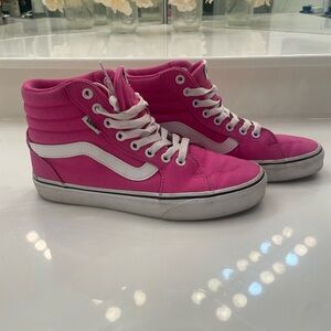 Vans Pink and White High-Top Sneakers
